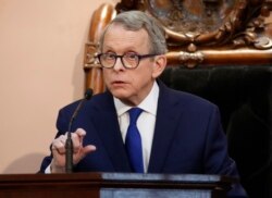 FILE - In this March 5, 2019 file photo, Ohio Governor Mike DeWine speaks during the Ohio State of the State address at the Ohio Statehouse in Columbus.