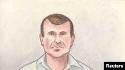 Cameron Ortis, director general with the Royal Canadian Mounted Police's intelligence unit, is shown in a court sketch from his court hearing in Ottawa, Canada, Sept. 13, 2019.