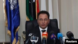 Libya's Deputy Prime Minister and interim Interior Minister Sadiq Abdulkarim during news conference, Tripoli, Jan. 29, 2014.