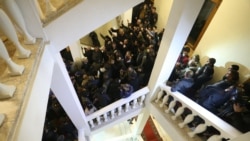Protestors against the end of war in the Nagorno-Karabakh storm the government house in Yerevan, Armenia, 10 November 2020