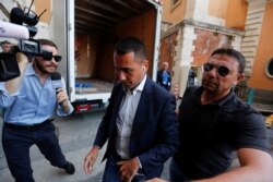 Italian Deputy Prime Minister and Labor Minister Luigi di Maio arrives for a meeting at parliament, as Italian Senate is due to set a date to hold a no-confidence vote in Rome, Aug. 12, 2019.