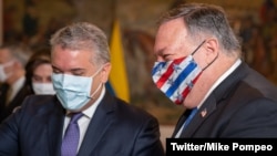 美國國務卿蓬佩奧(右)與哥倫比亞總統伊萬·杜克(2020年9月19日 國務卿蓬佩奧推特照片 @SecPompeo)