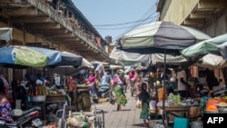 Vue générale du marché Dantokpa, l'un des plus grands marchés à ciel ouvert d'Afrique de l'Ouest, à Cotonou le 29 février 2024.