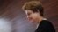 Brazil President Dilma Rousseff arrives to speak to members of the media during a visit at Google headquarters in Mountain View, California, July 1, 2015. 