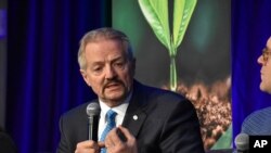 FILE - In this Oct. 11, 2019, photo, U.S. Bureau of Land Management Acting Director William Perry Pendley speaks at a conference for journalists in Fort Collins, Colo.