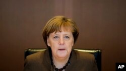 German Chancellor Angela Merkel attends the weekly cabinet meeting of the German government at the chancellery in Berlin, Feb. 22, 2017. 