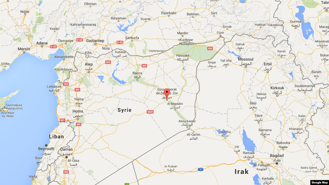 Peta daerah Deir Ezzor di Suriah.