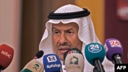 FILE - Saudi Arabia's Energy Minister Prince Abdulaziz bin Salman gives a press conference in the Red Sea coastal city of Jeddah, Sept. 17, 2019.