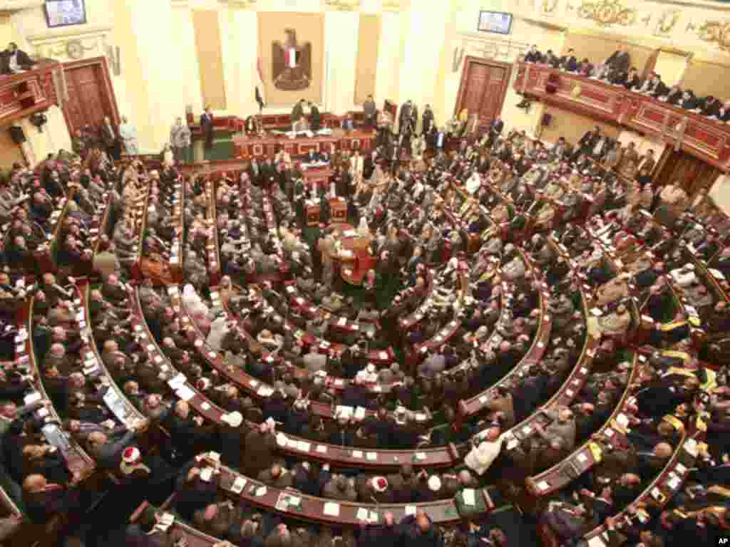On January 23, 2012, Egypt holds its first parliament session after the revolution that ousted Hosni Mubarak, in Cairo. (AP)
