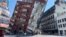 This photo taken by Taiwan's Central News Agency (CNA) on April 3, 2024 shows a damaged building in Hualien, after a major earthquake hit Taiwan's east.