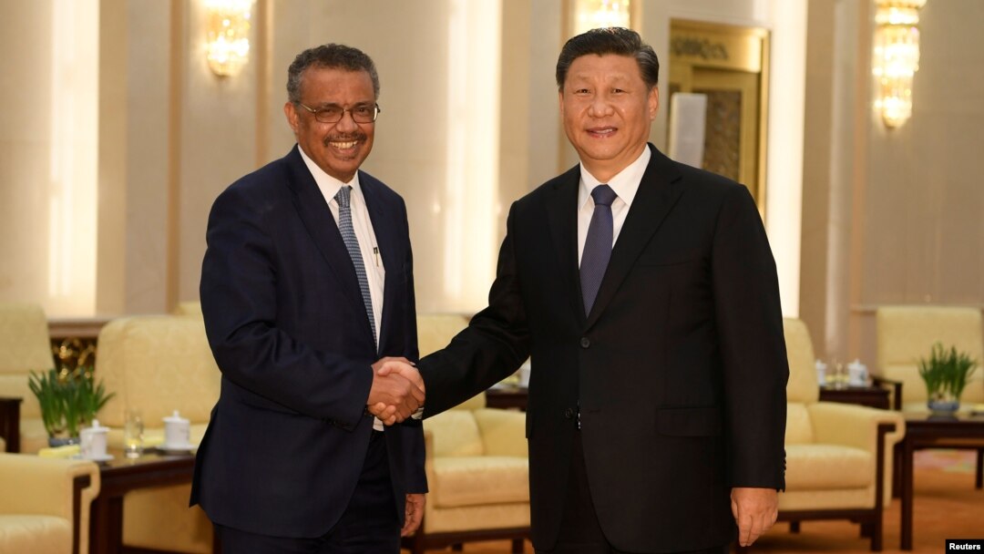 Dirjen WHO Tedros Adhanom bertemu Presiden Xi Jinping di Beijing, China, Selasa (28/1). 