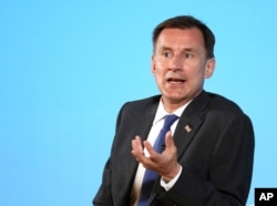 Conservative party leadership contender Jeremy Hunt speaks during a party leadership gathering in Belfast, Northern Ireland, July 2, 2019.