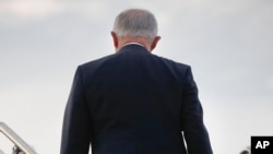 Attorney General Jeff Sessions boards his plane at Andrews Air Force Base, Maryland, July 27, 2017. 