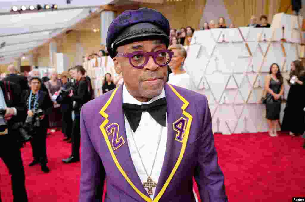 Spike Lee poses on the red carpet during the Oscars arrivals at the 92nd Academy Awards in Hollywood, Los Angeles, Feb. 9, 2020. 