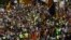 Thousands of Catalan separatists rally in public squares in Barcelona and other towns, Sept. 24, 2017, in support of a disputed referendum on independence of the northeastern region from Spain.. 