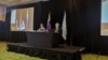 La relatora especial de las Naciones Unidas sobre medidas coercitivas unilaterales y derechos humanos, Alena Douhan, en conferencia de prensa en Caracas, el 12 de febrero de 2021. [Foto: VOA/Adriana Nuñez Rabascall]