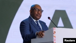 FILE - Azali Assoumani, the president of Comoros, speaks at an African Union conference in Accra, Ghana, on Nov. 14, 2023. Officials said on Sept. 14, 2024, that Assoumani is "out of danger" after he was injured in a knife attack the day before.