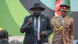 South Sudan President Salva Kiir leaves the podium after he delivered his remarks during the Africa Climate Summit 2023 at the Kenyatta International Convention Centre in Nairobi on September 5, 2023.
