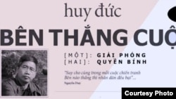 Hình ảnh nhà báo Huy Đức trên cuốn sách do ông viết có tựa "Bên Thắng Cuộc".