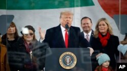 President Donald Trump speaks at a March for Life rally, Jan. 24, 2020, on the National Mall in Washington.