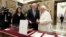 Lebanese Prime Minister Najib Mikati meets Pope Francis at the Vatican, Nov. 25, 2021.