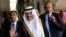 Saudi ambassador Nayef al-Sudairi gestures as he visits Ramallah in the Israeli-occupied West Bank on Sept. 26, 2023.