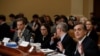 Constitutional law experts (L-R) Noah Feldman, Pamela Karlan, Michael Gerhardt and Jonathan Turley, are sworn in to testify during a House Judiciary Committee hearing, Dec. 4, 2019.