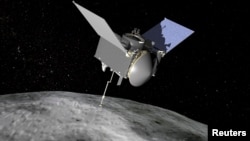 The Origins, Spectral Interpretation, Resource Identification, Security-Regolith Explorer (Osiris-Rex) spacecraft is seen in an undated NASA artist rendering.