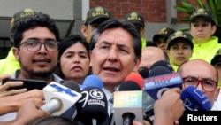 FILE - Colombia's Attorney General Nestor Martinez addresses the media, in Cali, Colombia, June 25, 2018.