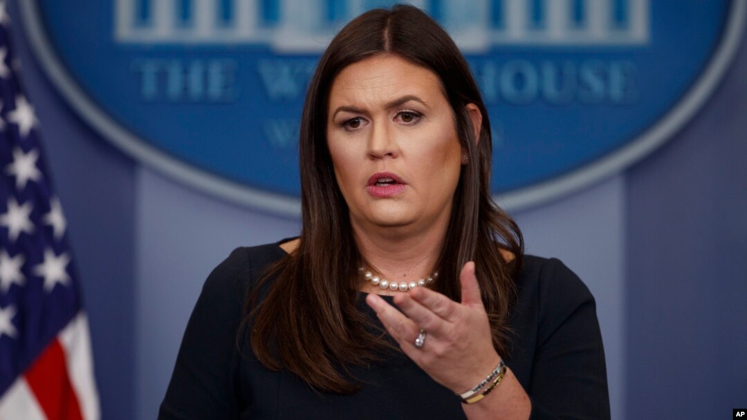 Sarah Huckabee Sanders, Sekretaris Pers Gedung Putih (foto: dok). 