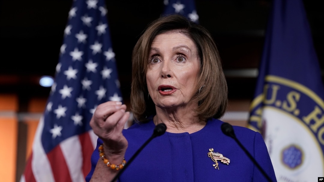 Speaker of the House Nancy Pelosi, D-Calif., meets with reporters following escalation of tensions this week between the U.S. and Iran, Jan. 9, 2020, on Capitol Hill in Washington. 