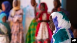 FILE - Local parent Nour Haroun Babakar speaks during an interview at Djabal refugee camp, Eastern Chad on Wednesday, Dec. 13, 2023, 