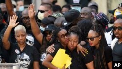 Members of George Floyd's family speak during a Houston rally on June 2, 2020. 