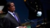 FILE - Zambia's then-President Edgar Lungu addresses the 74th session of the United Nations General Assembly at U.N. headquarters in New York City, New York, Sept. 25, 2019. 