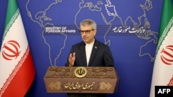 FILE - Iran's foreign ministry spokesman Esmaeil Baghaei holds a weekly press conference in Tehran on Oct.28, 2024.