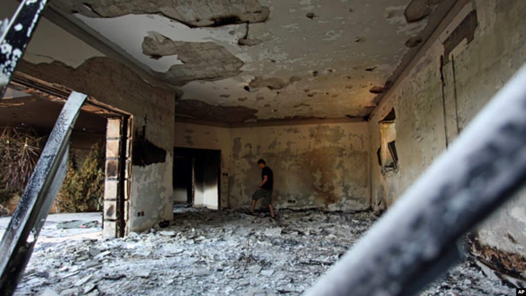 Ðống đổ nát của lãnh sự quán Hoa Kỳ ở Benghazi, Libya, ngày 2/10/2012