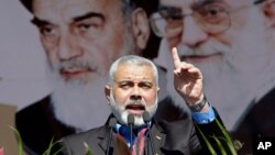اسماعیل هنیه، رهبر تشکیلات فلسطینی حماس در یک تظاهرات در تهران - آرشیو