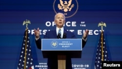 El proyectado presidente electo de EE.UU., Joe Biden, en Wilmington, Delaware, el 9 de noviembre de 2020.