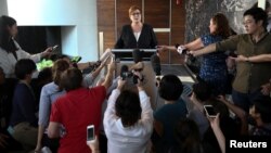 Australia's Foreign Minister Marise Payne speaks during a news conference at Australian Embassy in Bangkok, Thailand, Jan. 10, 2019. 