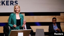 White House adviser Ivanka Trump speaks during signing ceremony committing Google to help expand information technology education at El Centro College in Dallas, Texas, Oct. 3, 2019.