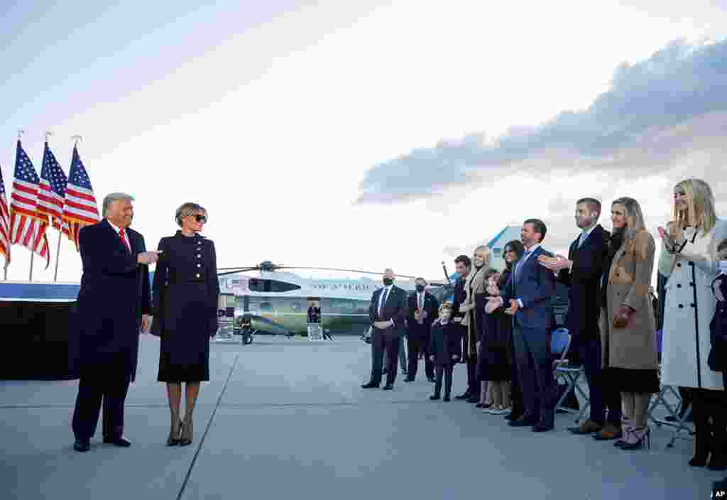 آقای ترمپ صبح چهارشنبه ۲۰ جنوری (اول دلو) در آخرین پرواز با ایرفورس یک &ndash;طیارۀ مخصوص رییس جمهور امریکا- واشنگتن دی سی را به قصد ایالت فلوریدا ترک کرد و در مراسم تحلیف جو بایدن شرکت نکرد