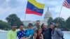 Miguel Galindo, Matthew Burwick, Ruy De Abreu, Jhosep Rojas, Frederick Cruz, Deborah Medina-Paolini y Ciro Medina, denominados los caminantes venezolanos de 'Doral2DC4Ve' han transitado autopistas, avenidas y calles, por 45 días. Foto: Cortesía.