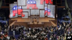 Chairman of the Republican National Committee Reince Priebus gavels the Republican National Convention open in Tampa, Florida, Monday, Aug. 27, 2012. 