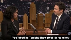 Michelle Obama joined Jimmy Fallon on "The Tonight Show" on Wednesday. She said goodbye to many people who followed her family in the White House.