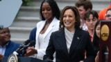 US Vice President Kamala Harris arrives to speak during an event honoring National Collegiate Athletic Association (NCAA) championship teams from the 2023-2024 season, on the South Lawn of the White House in Washington, DC on July 22, 2024.