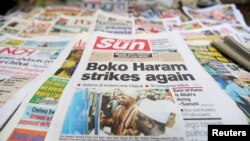 Berita utama di halaman sebuah surat kabar di Nigeria, mengenai serangan kelompok militan Boko Haram (10/6).