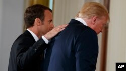 سەرۆکی ئەمەریکا دانۆڵد ترامپ و سەرۆکی فەڕەنسا ئیمانوێل ماکرۆن