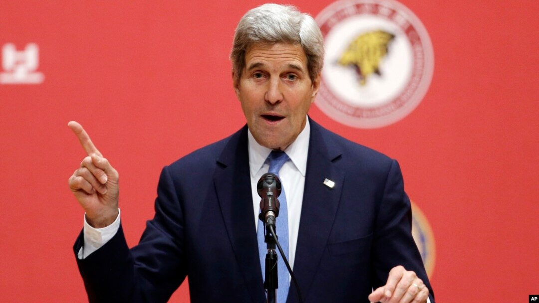 U.S. Secretary of State John Kerry delivers a speech at Korea University in Seoul, South Korea, May 18, 2015. 