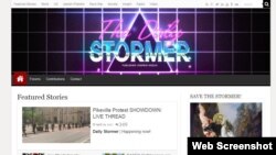 FILE - The home page of The Daily Stormer website from April 2017.