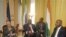 West African leaders meet with Ivory Coast President Laurent Gbagbo, right, at the Presidential palace in Abidjan, 28 Dec 2010, with left to right; Benin President Boni Yayi, Cape Verde President Pedro Pires, Sierra Leone President Ernest Bai Koroma